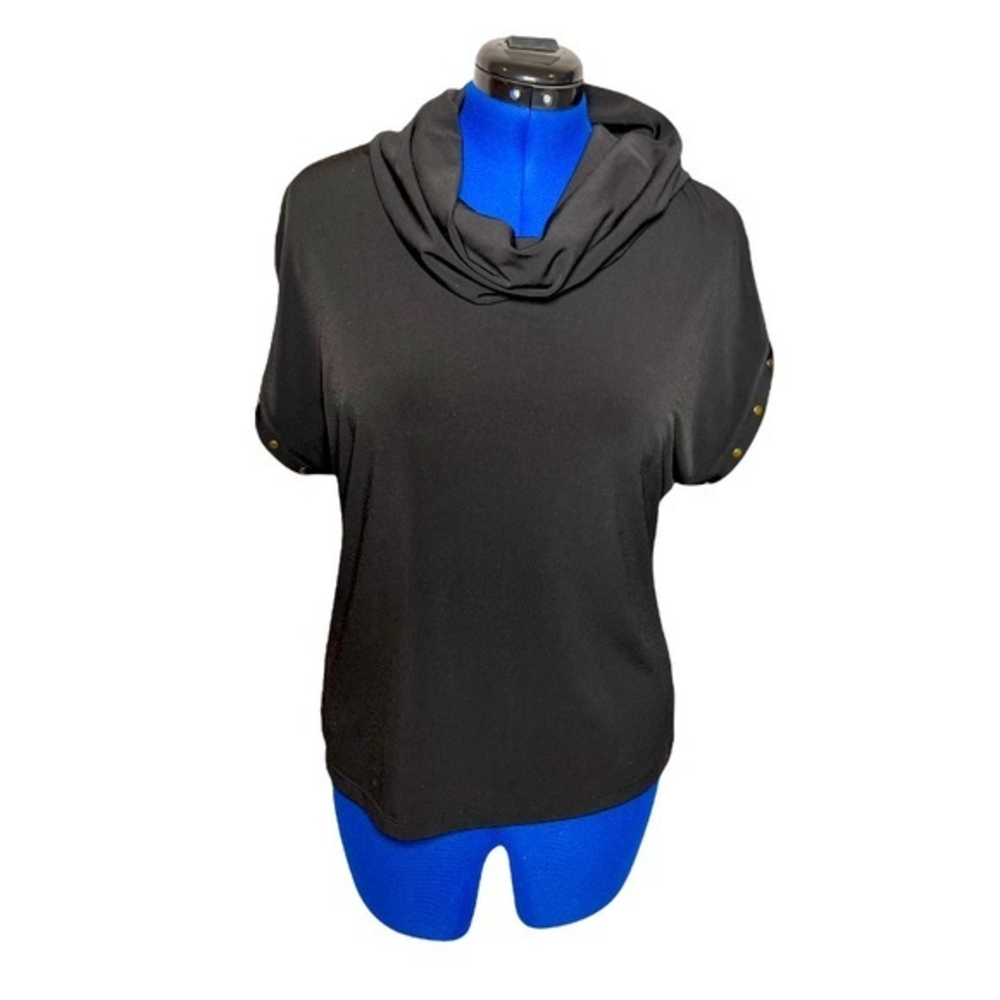 Nine West XL Women’s black‎ snap detail dolman short sleeves cowl neck top
